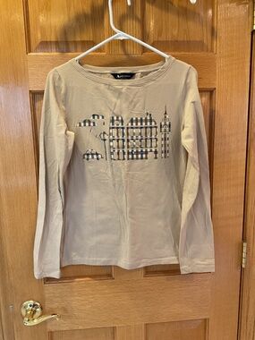 Aquascutum London Cute Plaid Graphic Long Sleeve Tee - Beige Size M